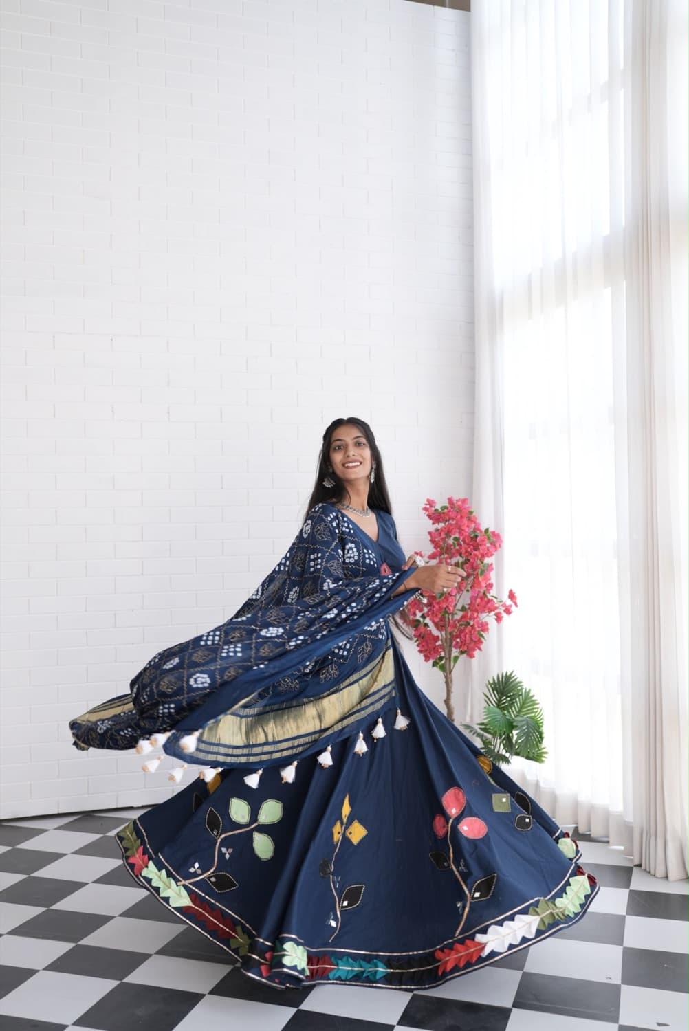 Navy Appliqué Chaniya Choli