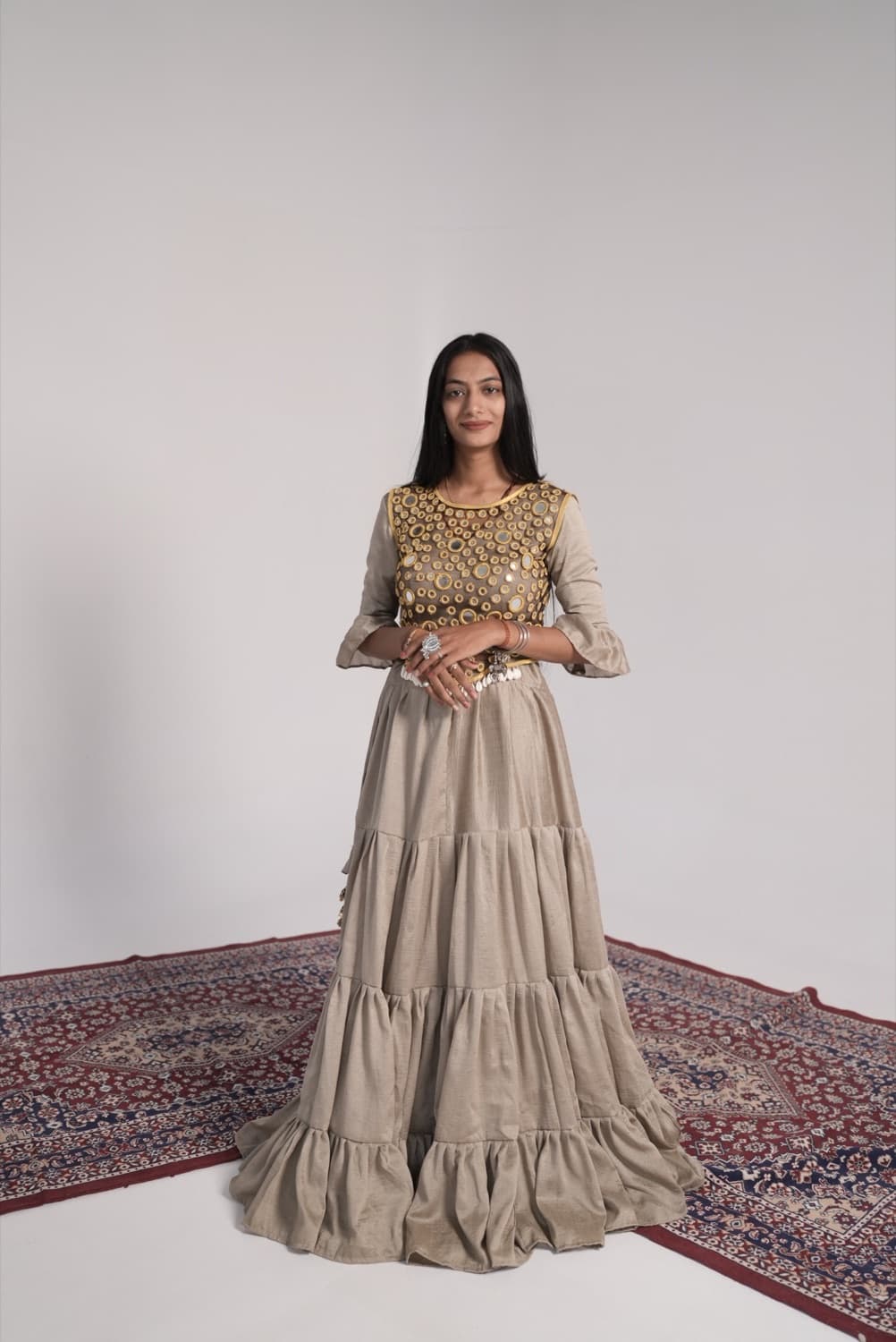 Beige Gold Mirror Gown
