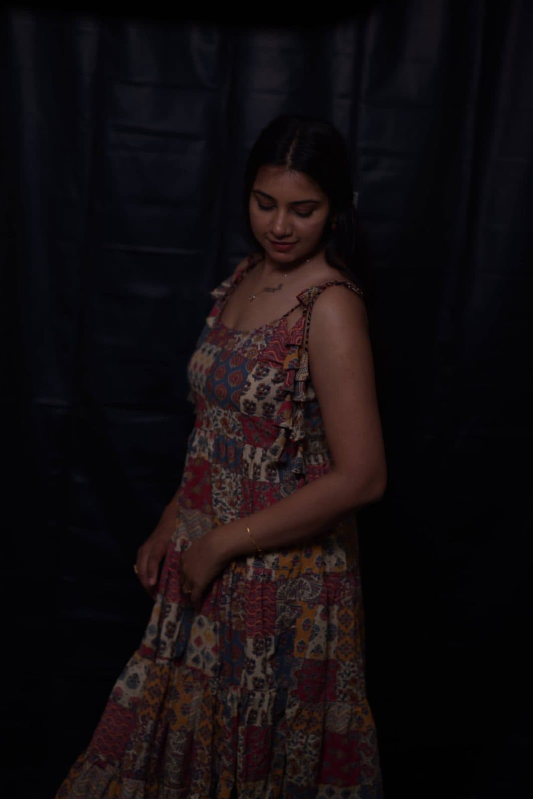 Indigo Patchwork Tiered Dress, photo 1 of 3