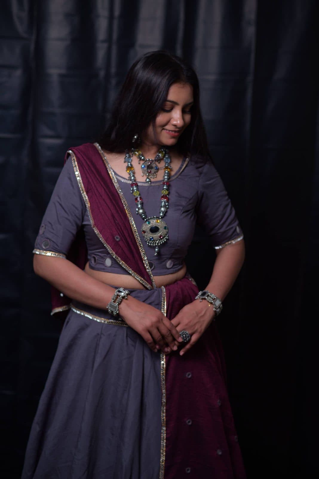 Mauve and Wine Chaniya Choli, photo 1 of 2