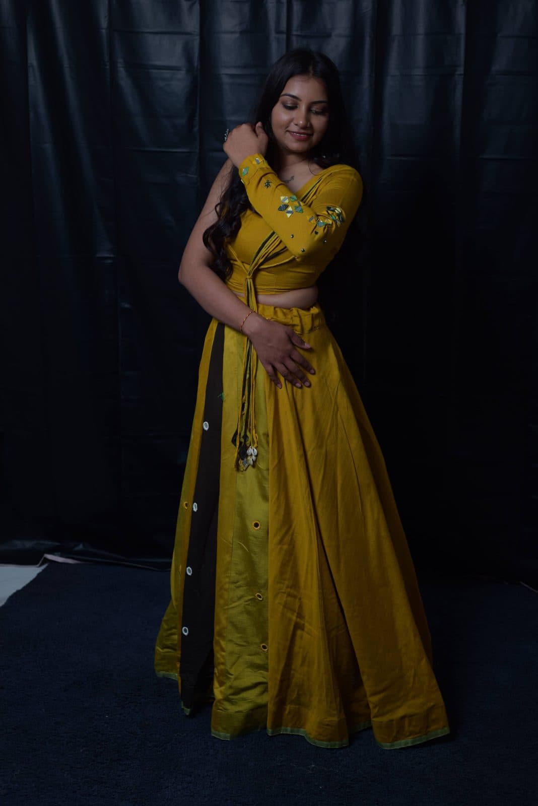 Mustard Cotton Chaniya Choli, photo 1 of 3